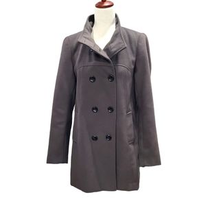 EUC New York Company double breast stand collar pea coat, M, brown